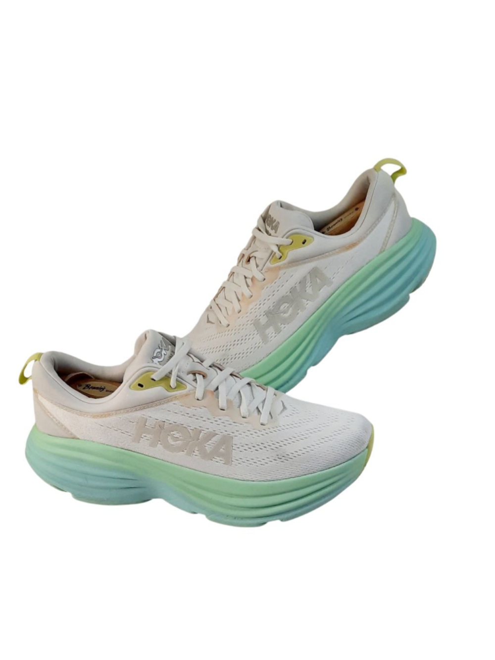 Hoka One One Bondi 8 Running Shoe Blanc De Blanc Sunlit Ocean Women’s Sz 10.5 B